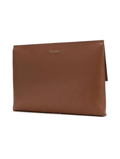 Shop Orciani Buckle-strap Clutch In Brown
