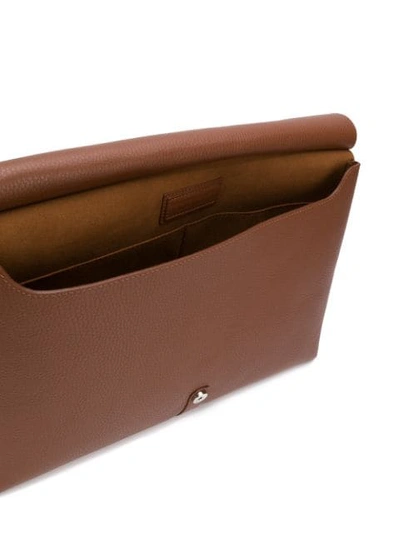 Shop Orciani Buckle-strap Clutch In Brown