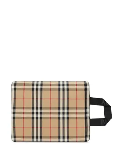 Shop Burberry Logo Detail Vintage Check Portrait Pouch In Neutrals