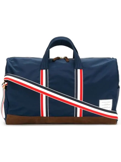 Shop Thom Browne Unstructured Holdall In Nylon Tech And Suede In Blue