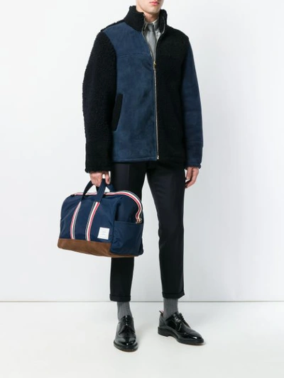 Shop Thom Browne Unstructured Holdall In Nylon Tech And Suede In Blue