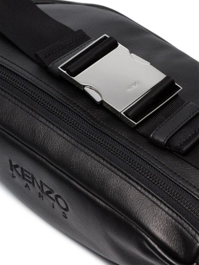 Shop Kenzo Tiger Logo Embroidered Messenger Bag In Black