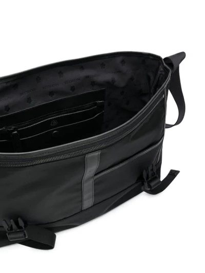 Shop Moncler Leather Trim Messenger Bag In Black