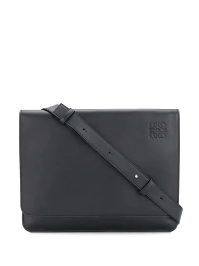 Shop Loewe Gusset Messenger Bag In Black