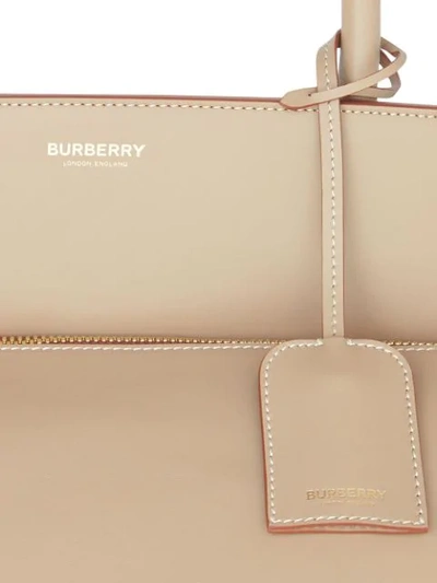 Shop Burberry Extra Large Leather Society Top Handle Bag In Neutrals
