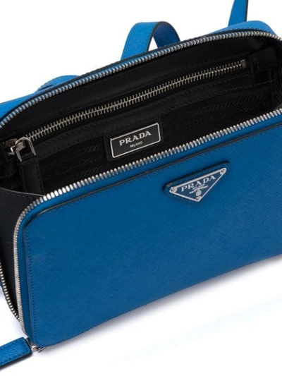 Shop Prada Logo Plaque Backpack In F0nof Sea Blue