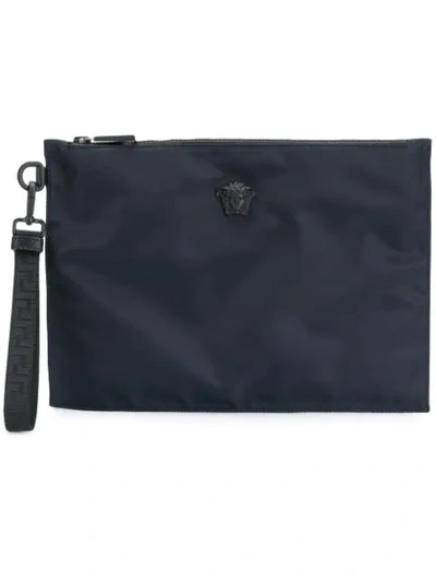 Shop Versace Medusa Clutch Bag In Blue