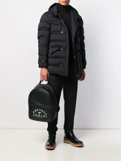 Shop Emporio Armani Logo Print Backpack In Black