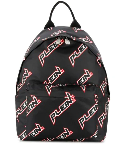 Shop Philipp Plein All-over Logo Backpack In Black