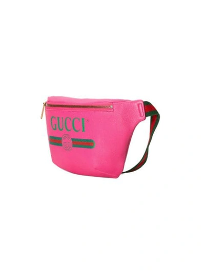Shop Gucci Print Leather Belt Bag In Pink