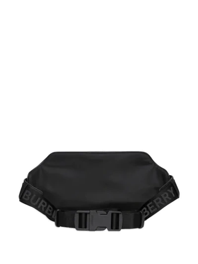 Shop Burberry Logo Print Nylon Bum Bag In Black