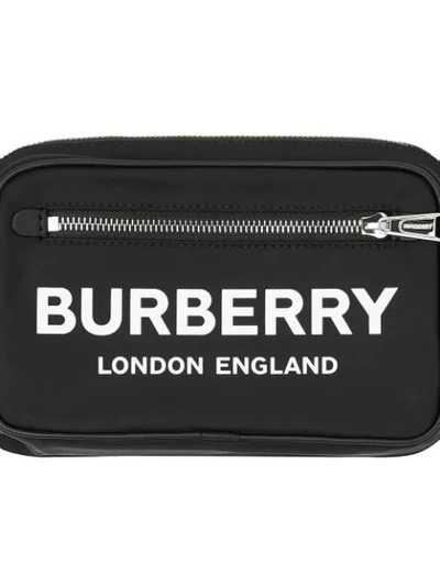 Shop Burberry Logo Print Nylon Bum Bag In Black