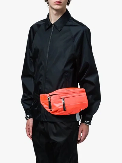 Shop Prada Nylon And Leather Belt Bag In Orange