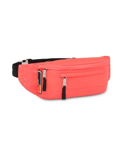 Shop Prada Nylon And Leather Belt Bag In Orange