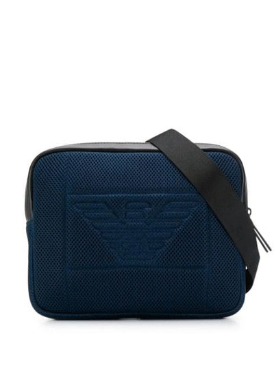 Shop Emporio Armani Perforated Logo Belt Bag In Blue