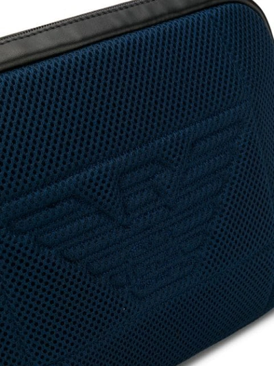 Shop Emporio Armani Perforated Logo Belt Bag In Blue