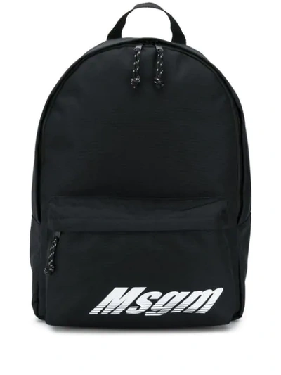 Shop Msgm Logo Print Backpack In Black