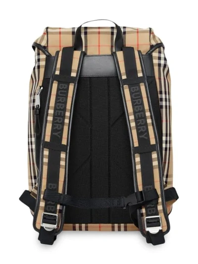 Shop Burberry Logo Detail Vintage Check Backpack In Neutrals