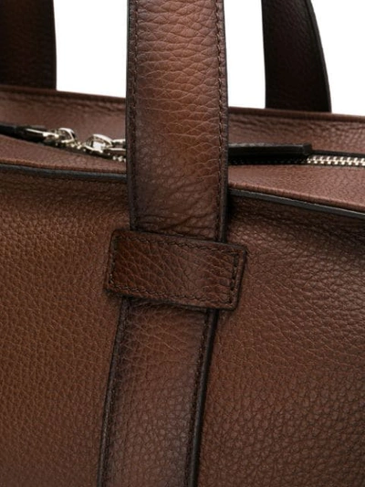 Shop Orciani Top Zip Tote In Brown