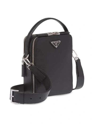 Shop Prada Saffiano Leather Shoulder Bag In Black