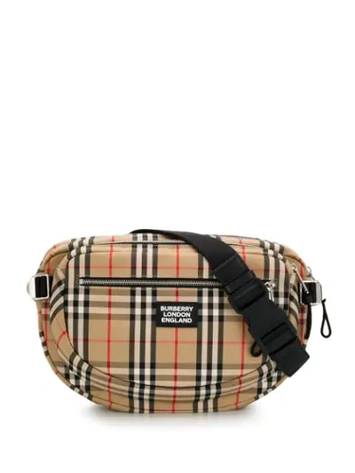 Shop Burberry Vintage Check Oversized Belt Bag In Neutrals