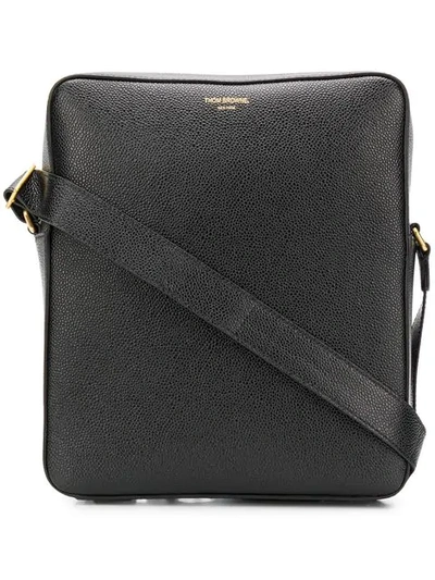 Shop Thom Browne Textured Leather Shoulder Bag In Black