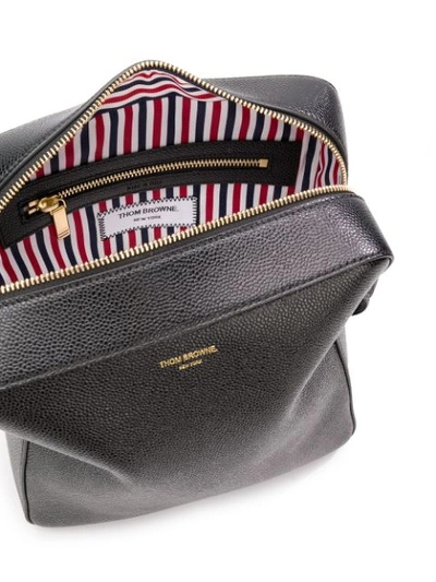 Shop Thom Browne Textured Leather Shoulder Bag In Black