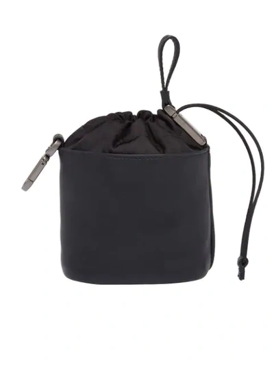 Shop Prada Drawstring Leather Pouch In Black