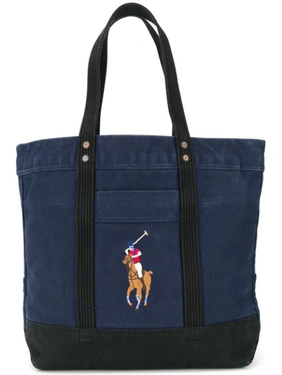 Shop Polo Ralph Lauren Big Pony Tote Bag In Blue