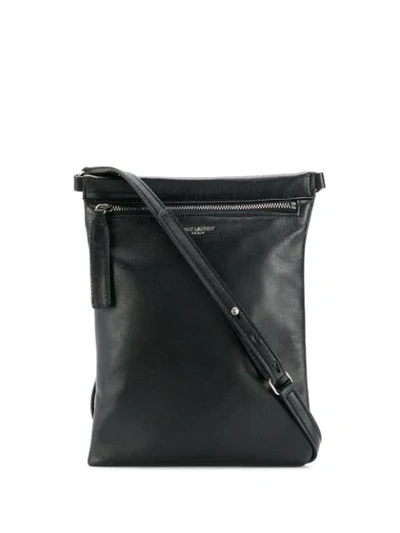 Shop Saint Laurent Flat Crossbody Bag In Black