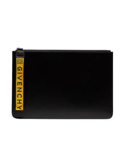 Shop Givenchy Black And Yellow Ticker Leather Pouch