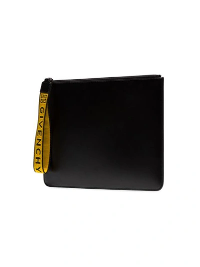 Shop Givenchy Black And Yellow Ticker Leather Pouch