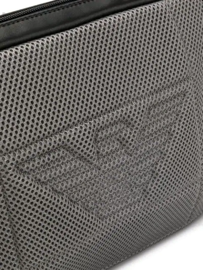 Shop Emporio Armani Perforated Logo Belt Bag In Grey