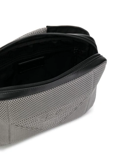 Shop Emporio Armani Perforated Logo Belt Bag In Grey