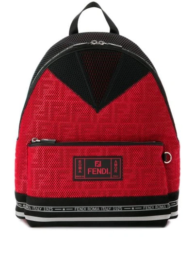 Shop Fendi Roma Perforated Backpack In Red