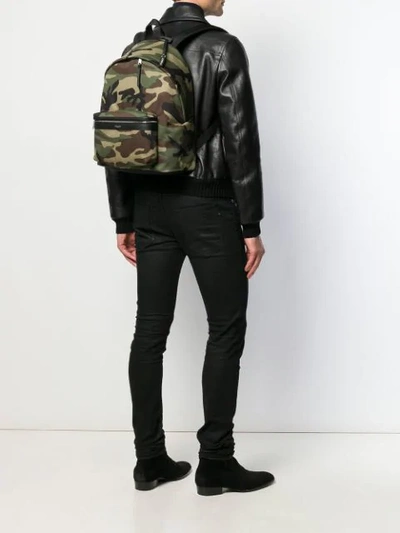 SAINT LAURENT CAMOUFLAGE PATTERN BACKPACK - 绿色