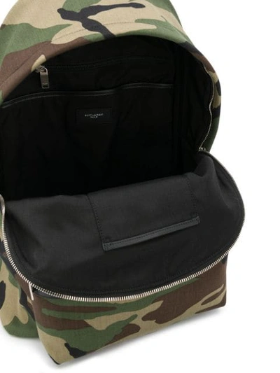 Shop Saint Laurent Camouflage Pattern Backpack In Green