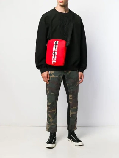 Shop Diesel Contrast Logo Messenger Bag In Red