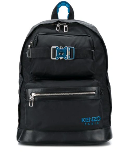 Shop Kenzo Link Leather-trimmed Backpack In Black