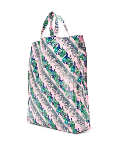 Shop Gucci Floral Logo Print Tote In Pink