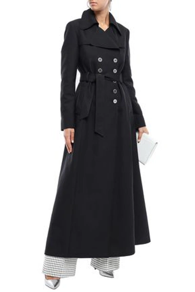 Shop Giambattista Valli Woman Belted Woven Trench Coat Black