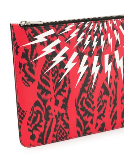 Shop Neil Barrett Printed Thunderbolt Clutch In Red