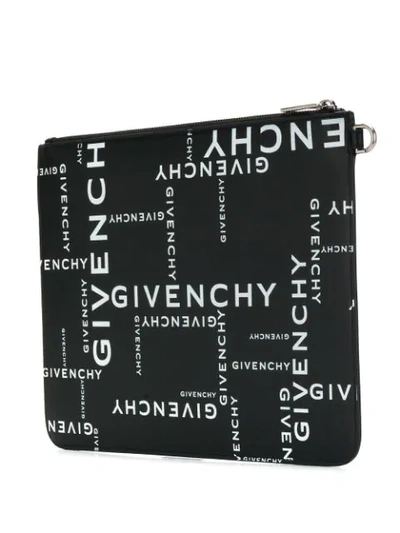 Shop Givenchy Logo Printed Pouch In Black ,white
