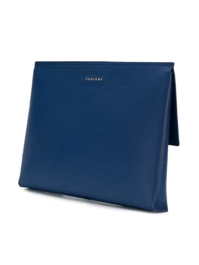 Shop Orciani Foldover Buckle Clutch In Blue