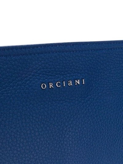 Shop Orciani Foldover Buckle Clutch In Blue