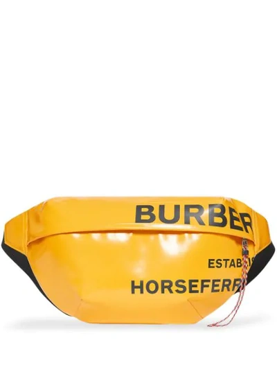 Shop Burberry Horseferry-print Belt Bag In Yellow