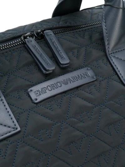 Shop Emporio Armani Logo Embroidered Holdall In 87077 Navy