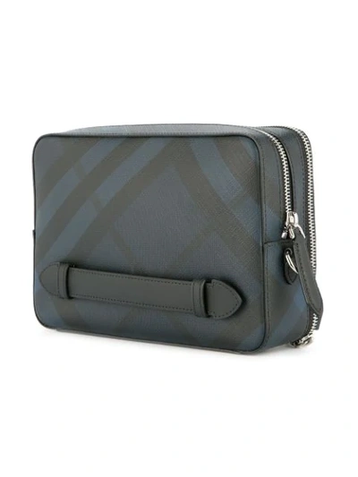 Shop Burberry London Check Pouch In Blue