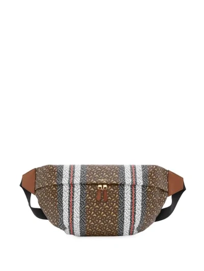 Shop Burberry Extra Large Monogram Stripe Belt Bag In Brown