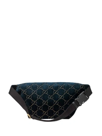 Shop Gucci Gg Velvet Belt Bag In Blue